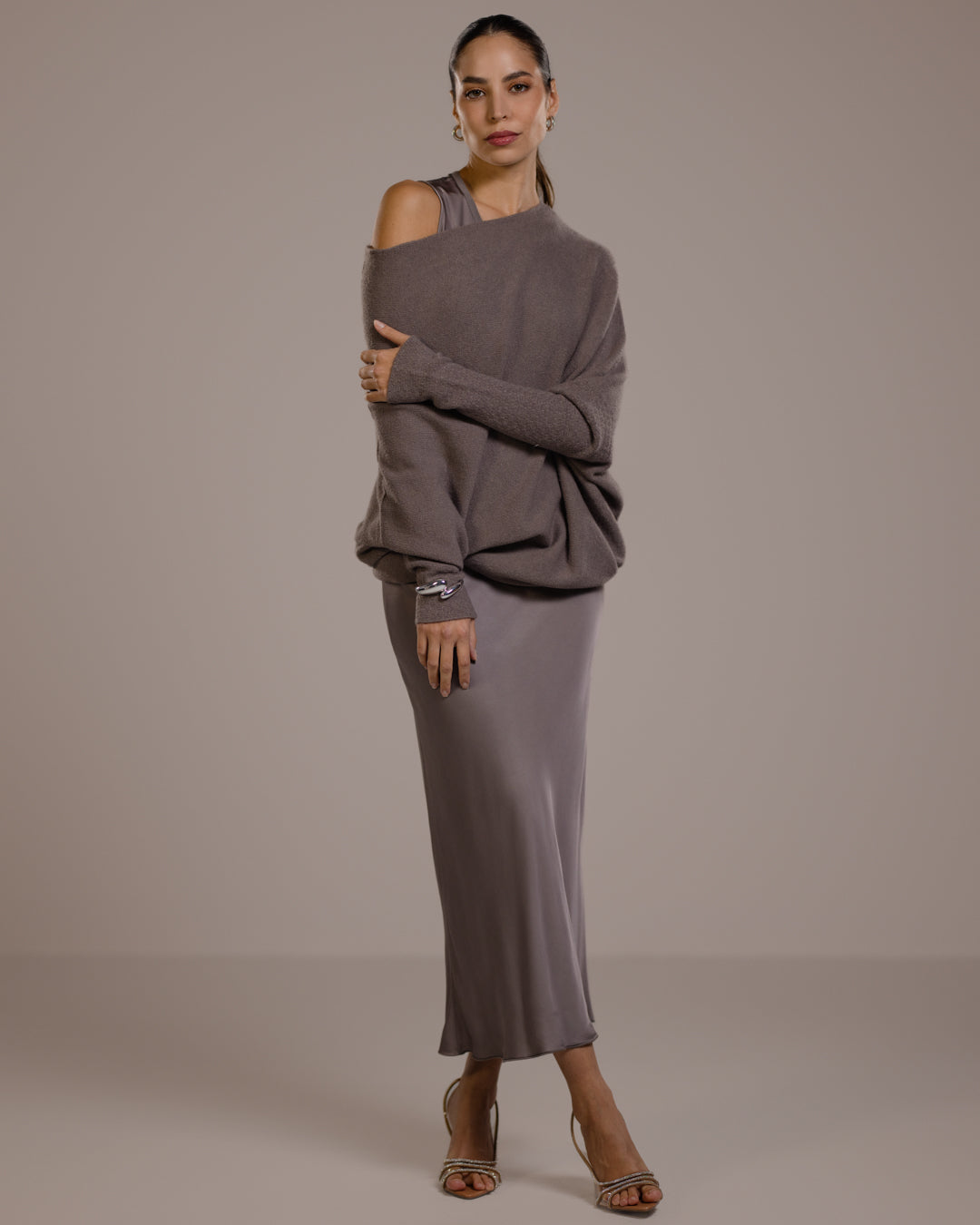 Asymmetric Draped | Mink | Seamless Knit