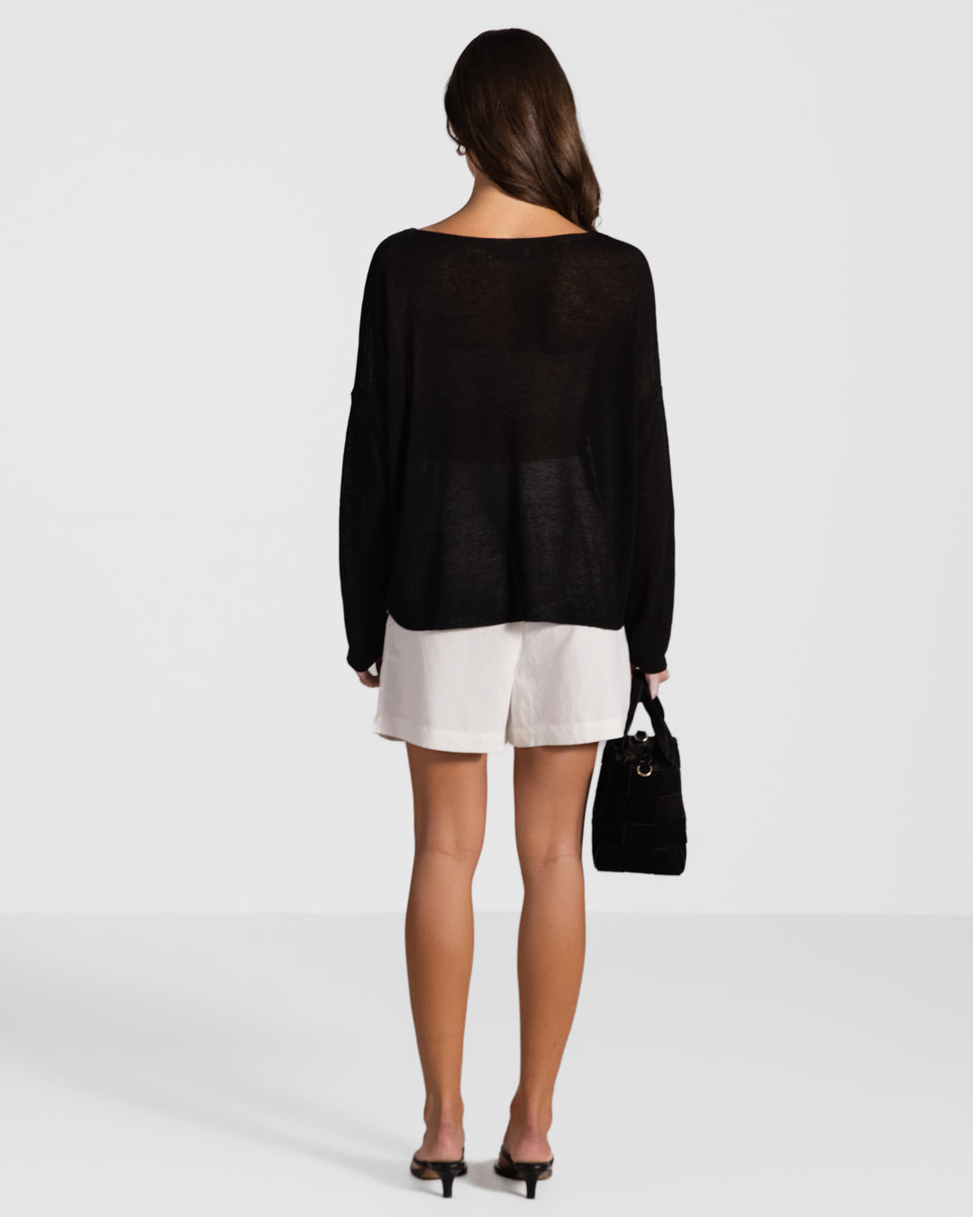 Amelie Lightweight Linen Top | Black