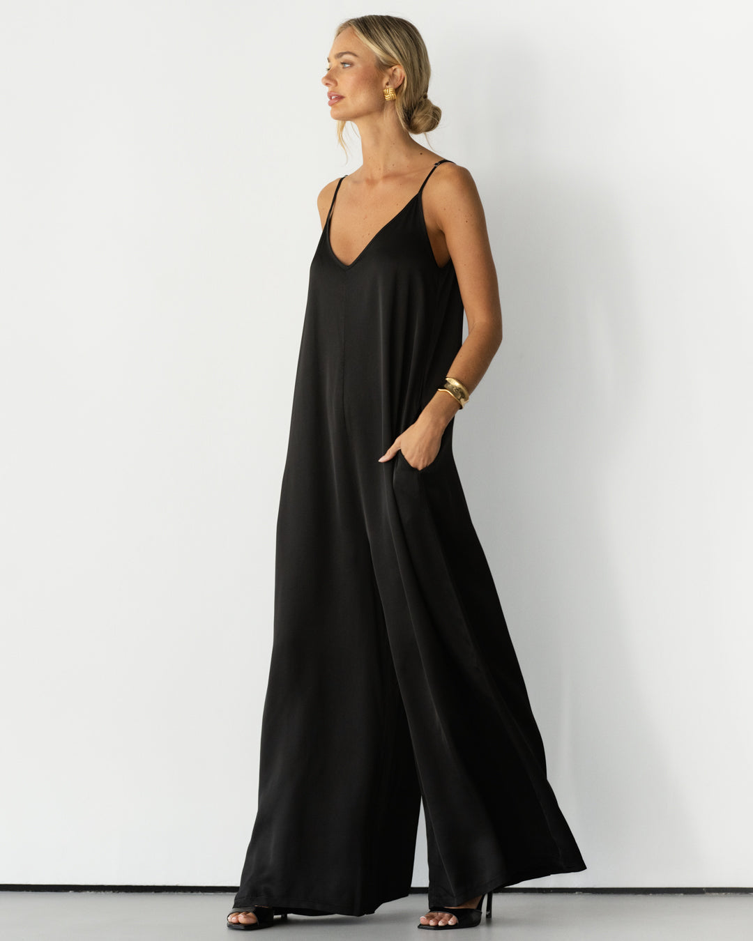 Audrey Satin Jumpsuit | Black