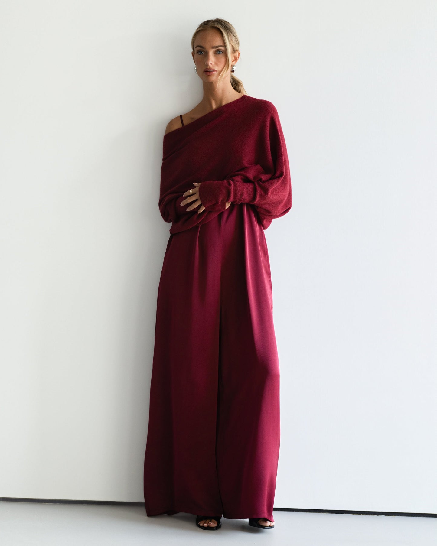 Asymmetric Draped | Burgundy | Seamless Knit