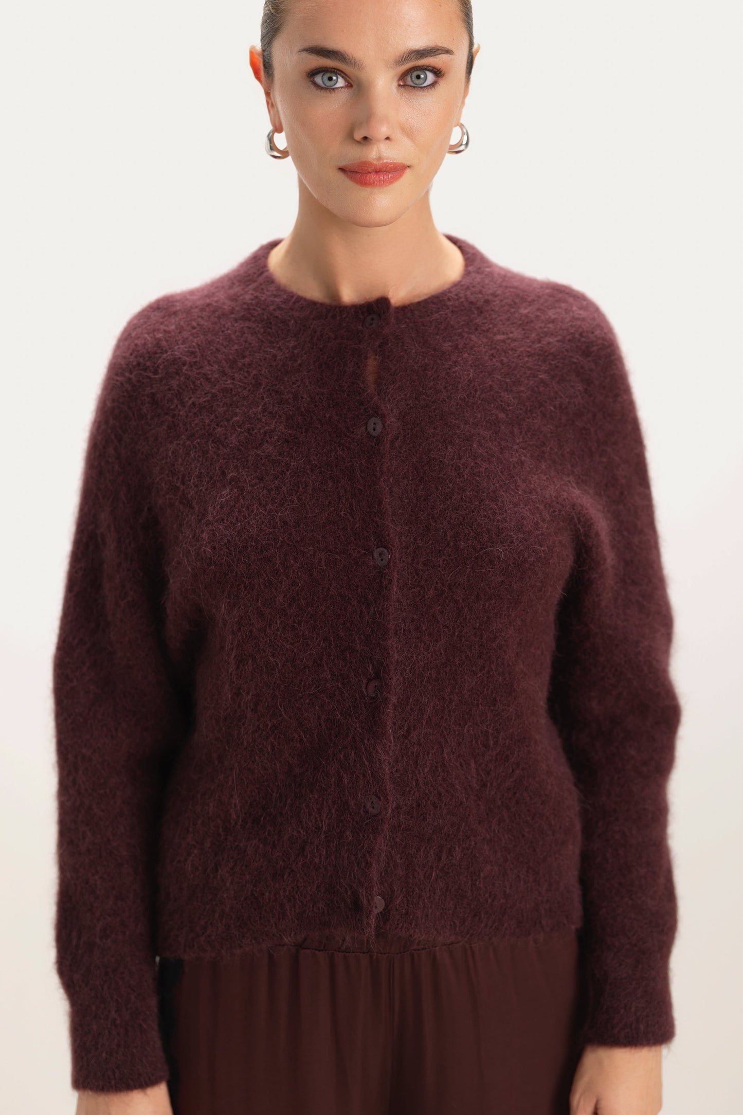 Evie Button Up Cardigan | Amethyst Plum | Alpaca-Wool Blend