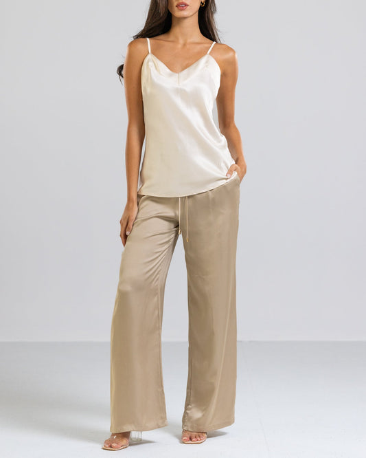Bianca Satin Trousers | Beige