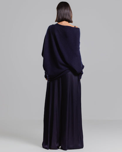 Asymmetric Draped | Navy | Seamless Knit