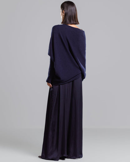 Asymmetric Draped | Navy | Seamless Knit
