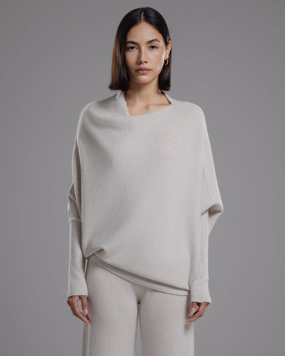 Asymmetric Draped | Light Beige | Seamless Knit