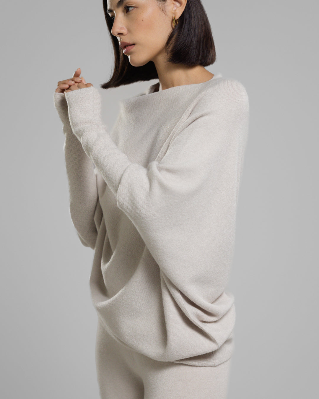 Asymmetric Draped | Light Beige | Seamless Knit