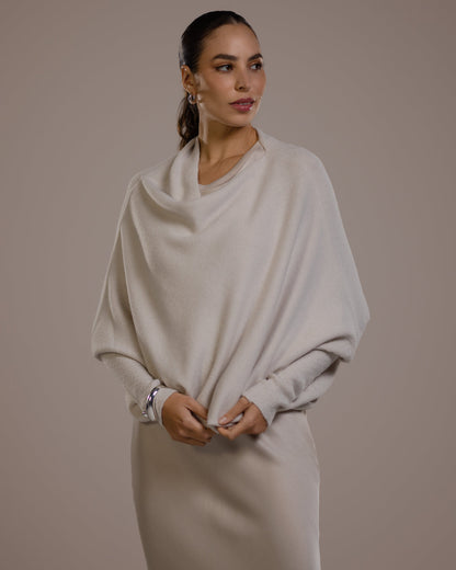 Asymmetric Draped | Light Beige | Seamless Knit