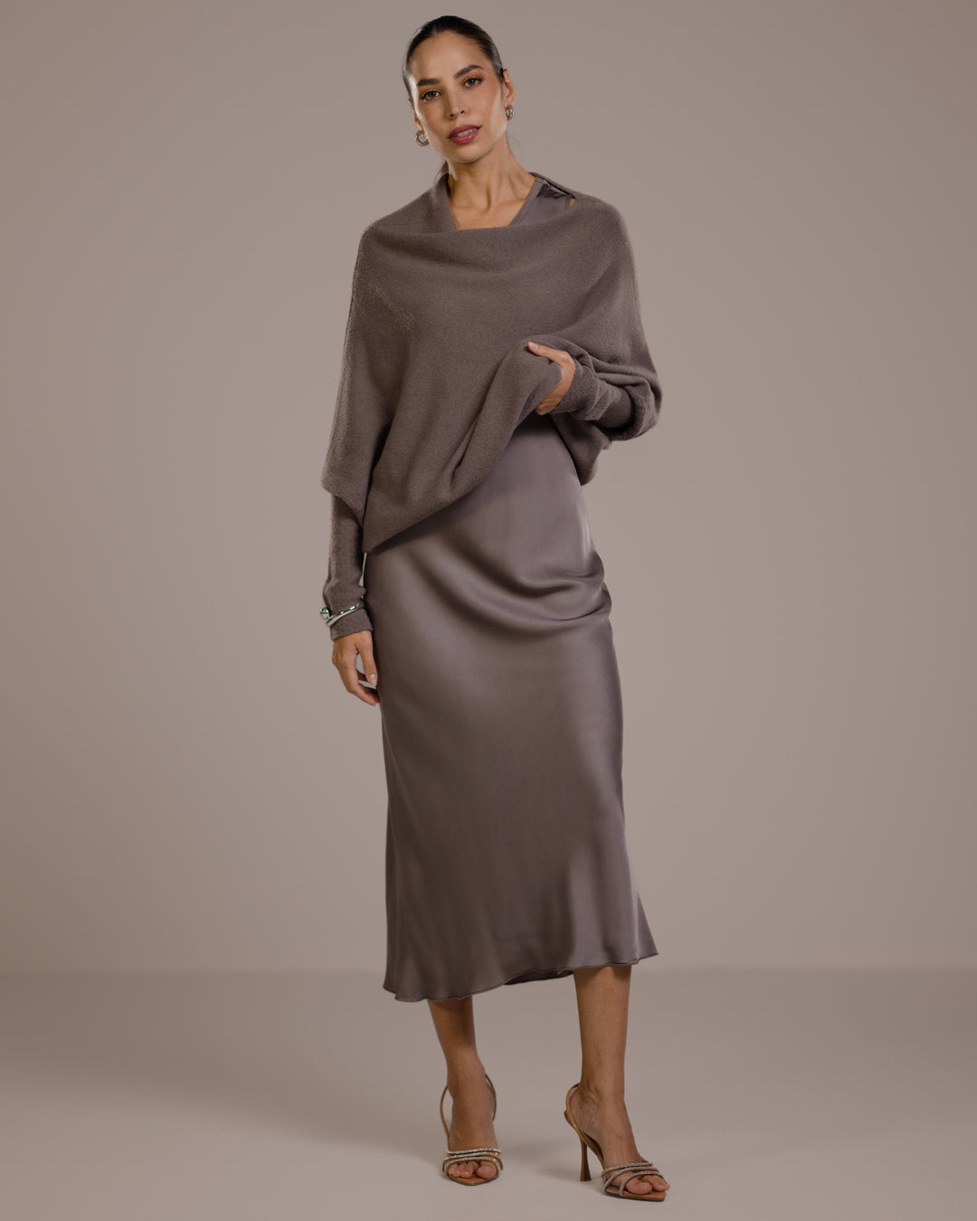 Asymmetric Draped | Mink | Seamless Knit