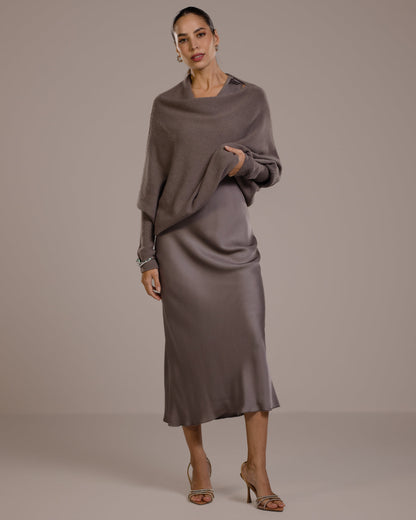 Asymmetric Draped | Mink | Seamless Knit