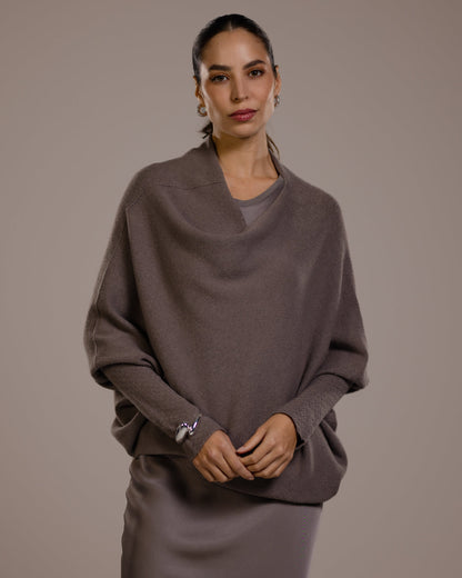 Asymmetric Draped | Mink | Seamless Knit