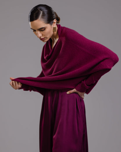 Asymmetric Draped | Burgundy | Seamless Knit
