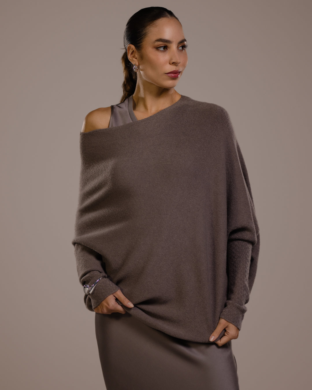 Asymmetric Draped | Mink | Seamless Knit