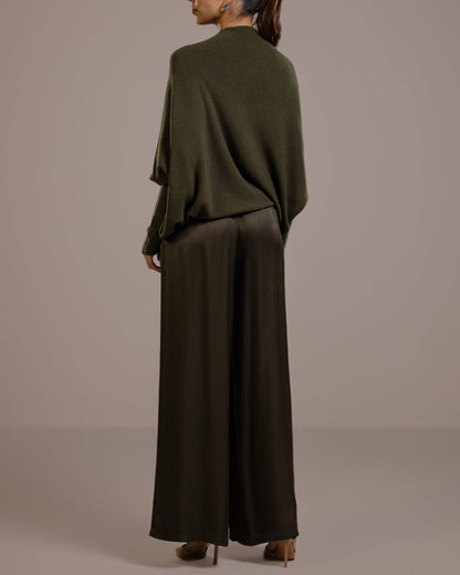 Asymmetric Draped | Khaki | Seamless Knit