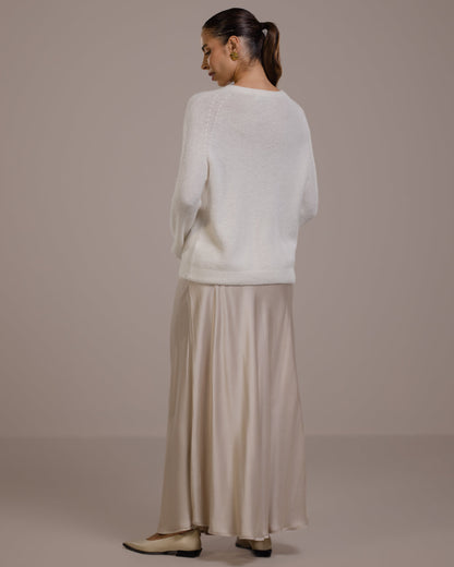 Camilla Bias Satin Skirt | Light Beige