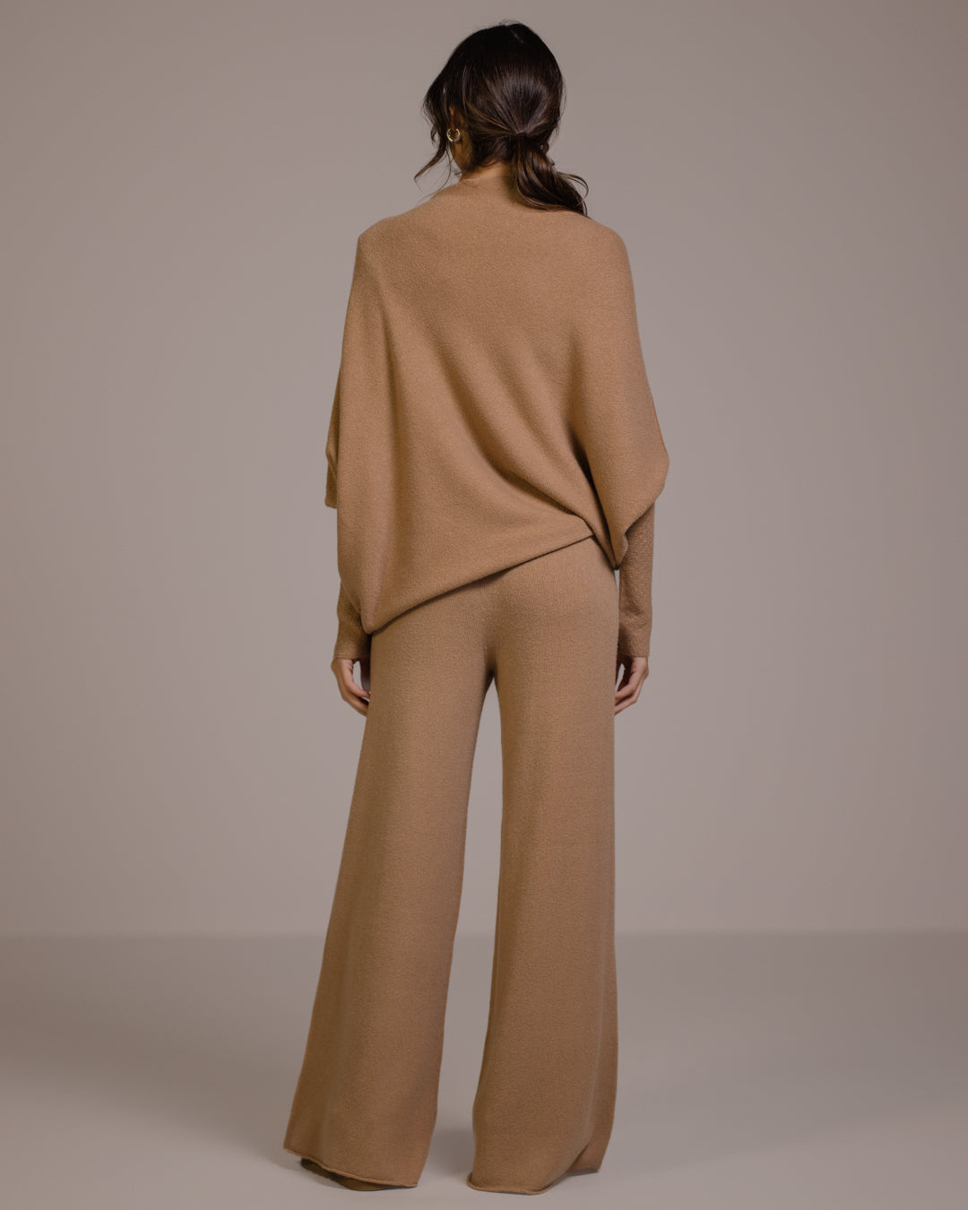 Asymmetric Draped | Camel | Seamless Knit
