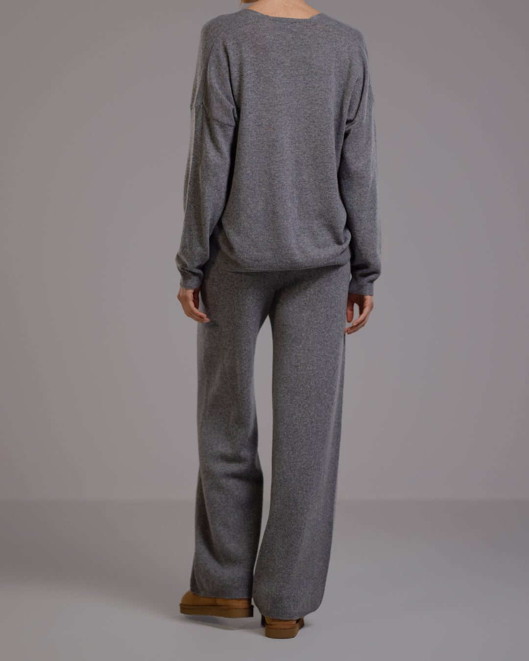 Isla Elastic Waist Pants | Grey Melange | Cashmere-Wool Blend