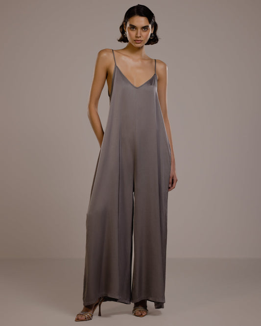 Audrey Satin Jumpsuit | Mink