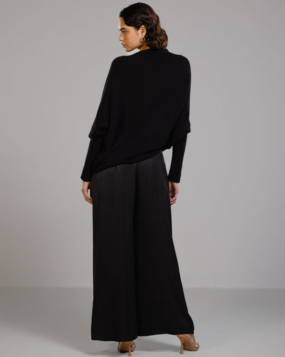 Asymmetric Draped | Black | Seamless Knit