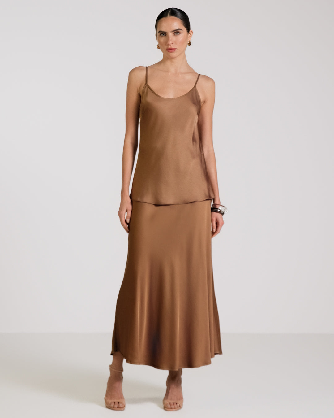 Camilla Bias Satin Skirt | Maple