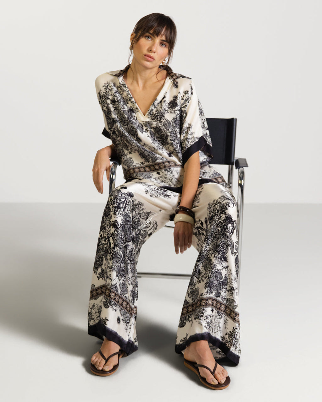 Ottilie Elastic Waist Silk Trousers | Black