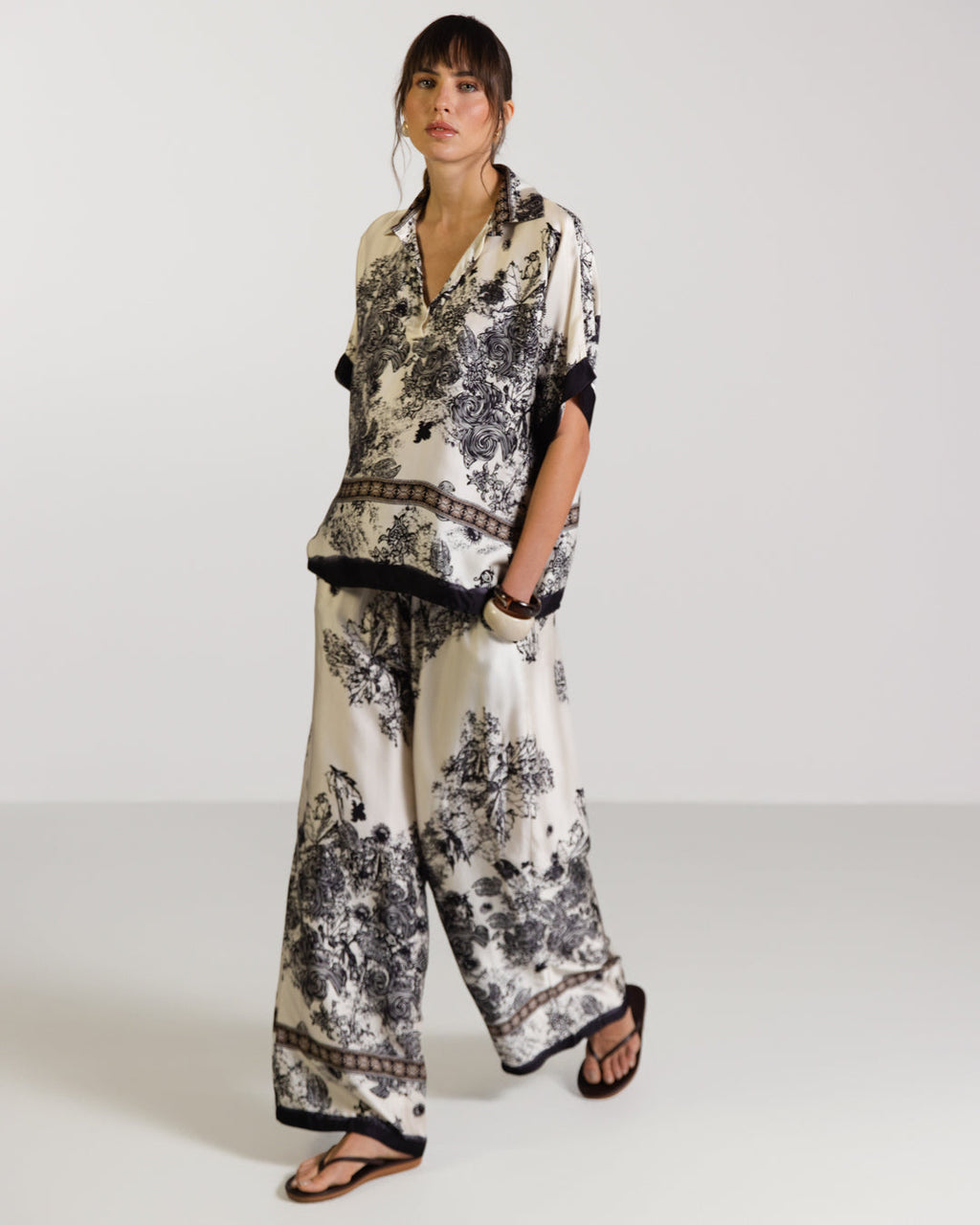 Ottilie Elastic Waist Silk Trousers | Black