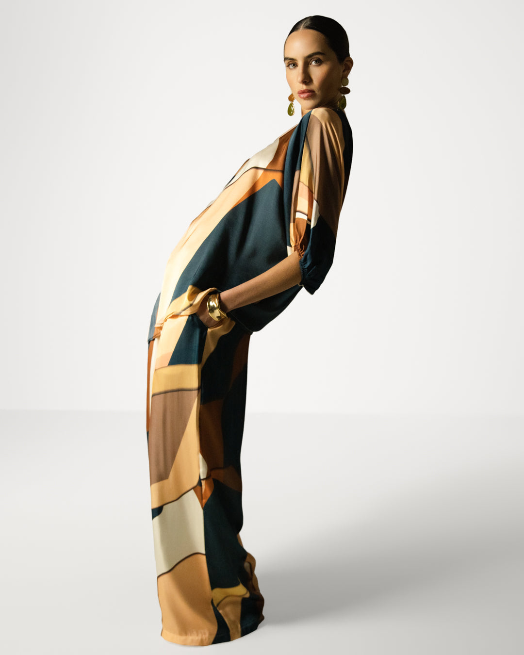 Lilith Elastic Waist Silk Trousers