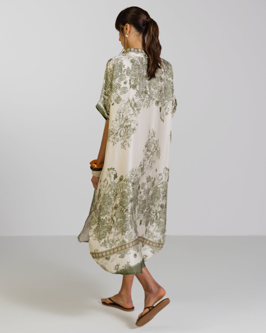 Ottilie Silk Kaftan Dress | Khaki