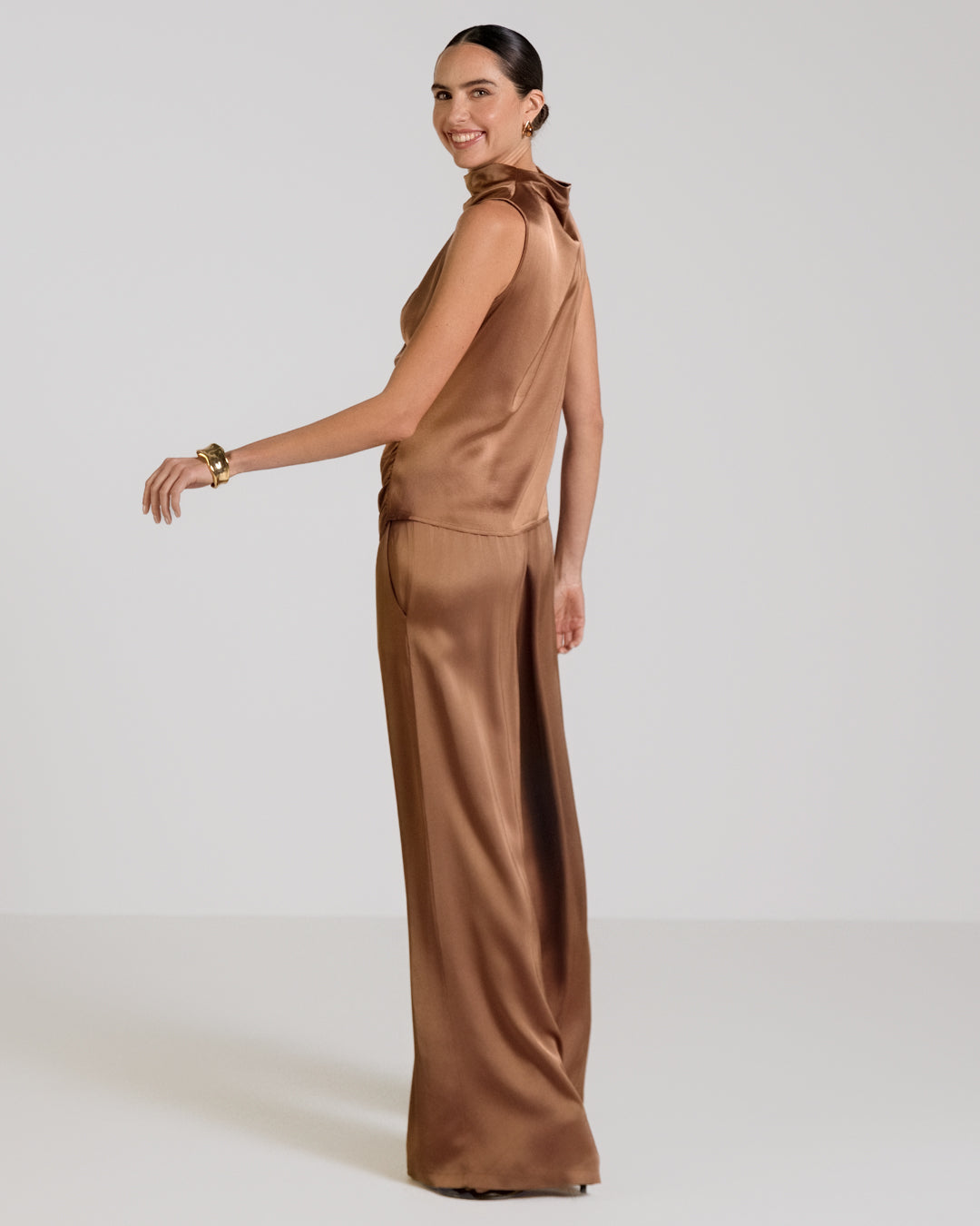 Allegra Draped Satin Sleeveless Top | Maple