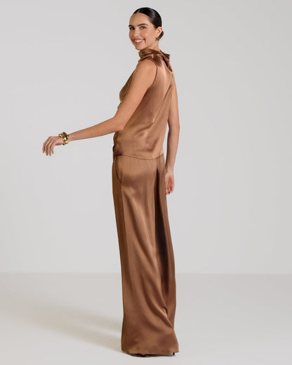 Allegra Draped Satin Sleeveless Top | Maple