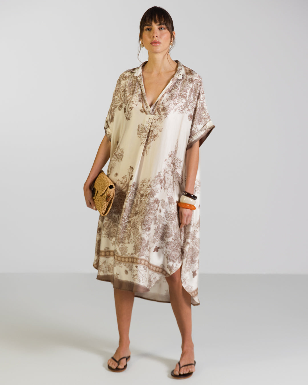 Ottilie Silk Kaftan Dress | Beige