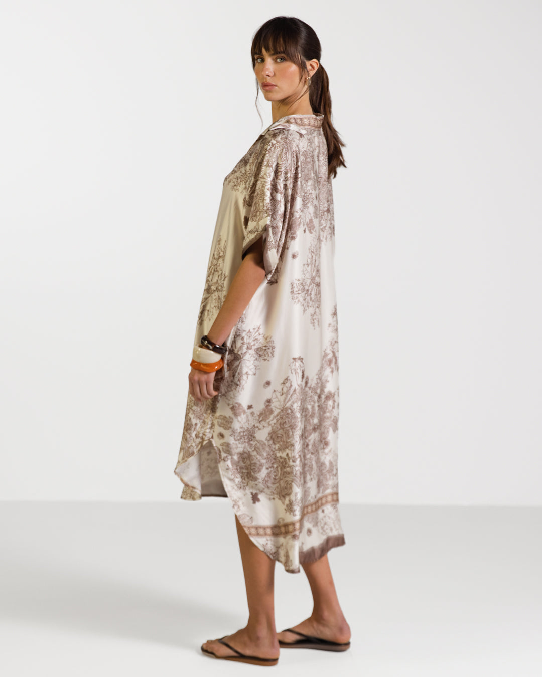 Ottilie Silk Kaftan Dress | Beige