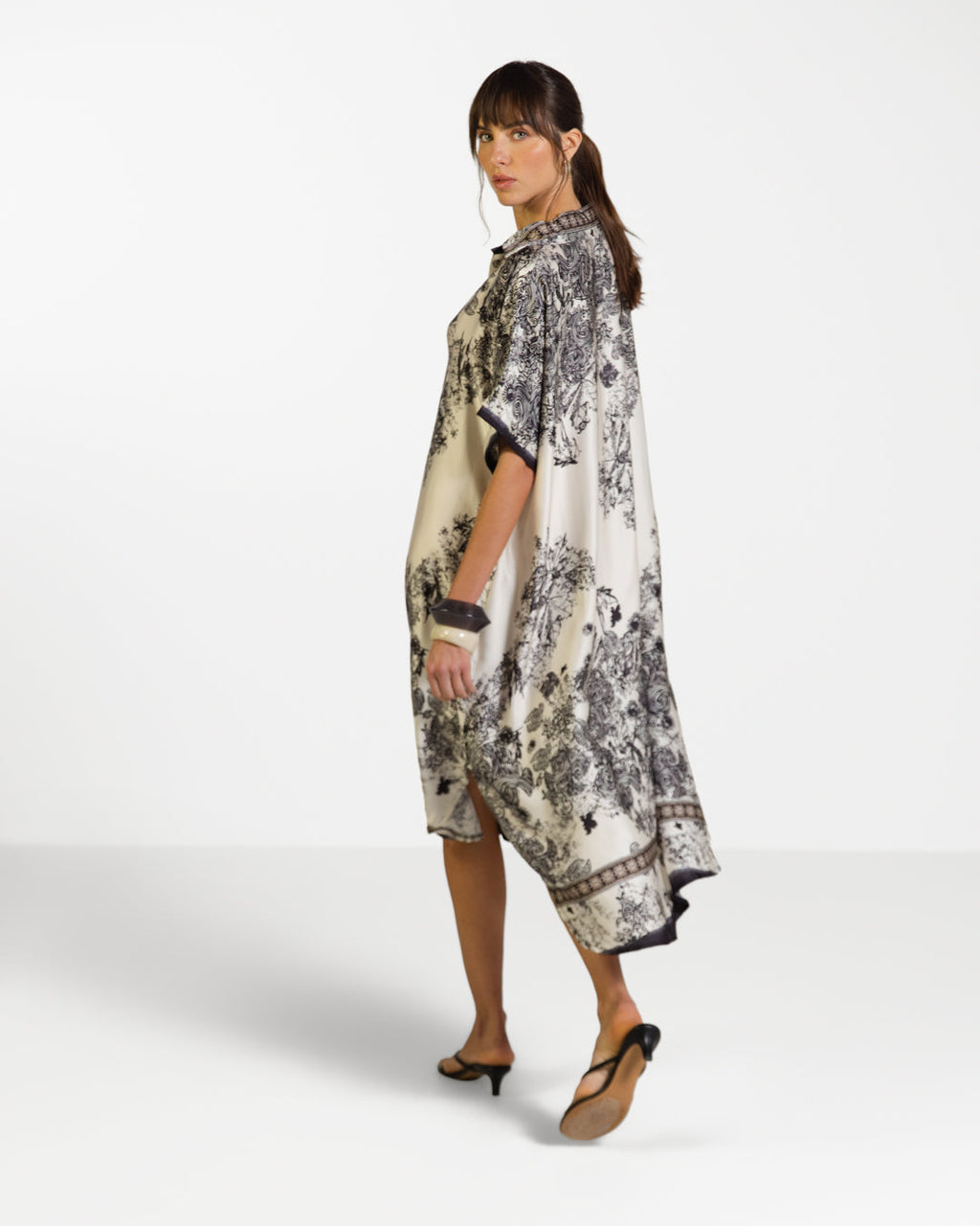 Ottilie Silk Kaftan Dress | Black