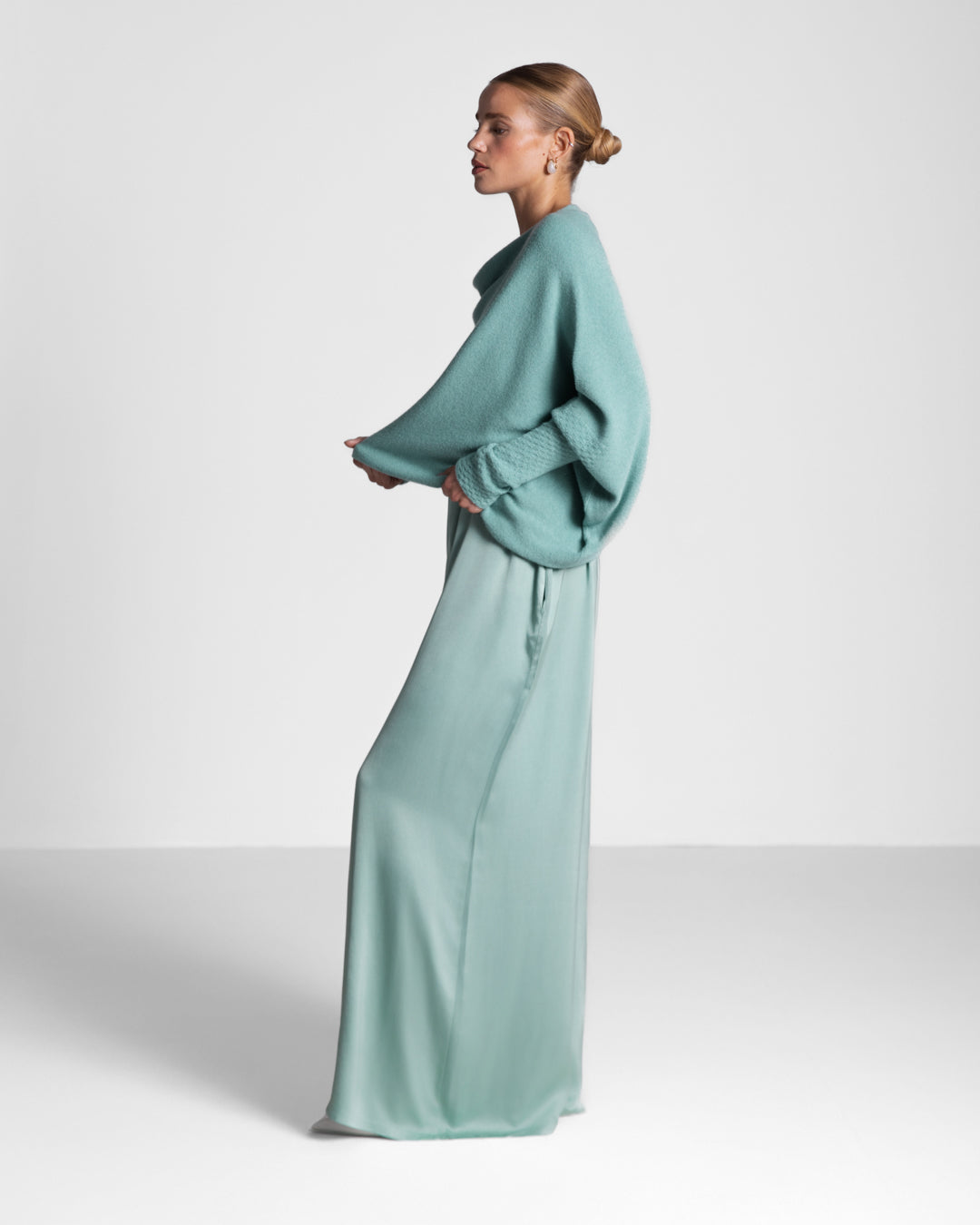 Audrey Satin Jumpsuit | Mint