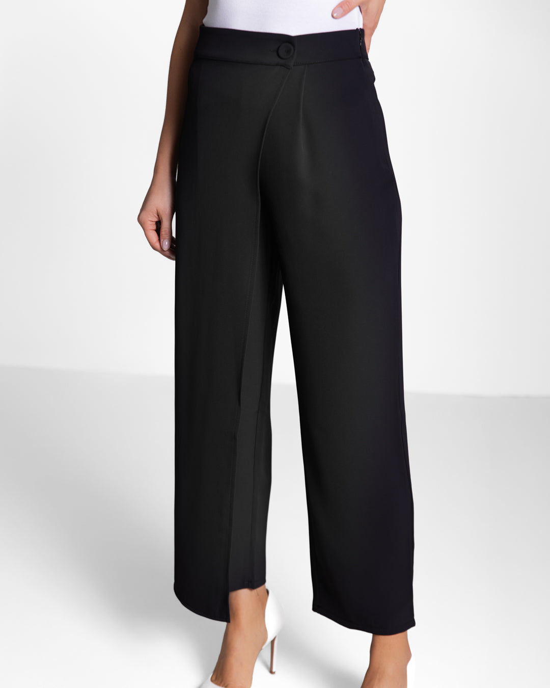 Ophelia Asymmetric Wrap Trousers | Black