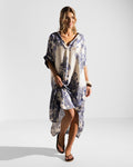 Ottilie Silk Kaftan Dress | Navy