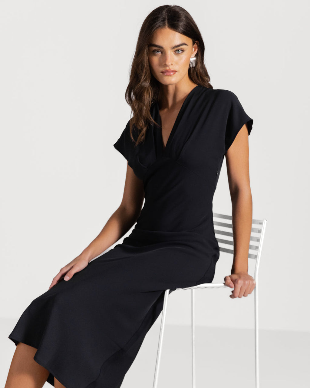 Juliette V Neck Dress | Navy