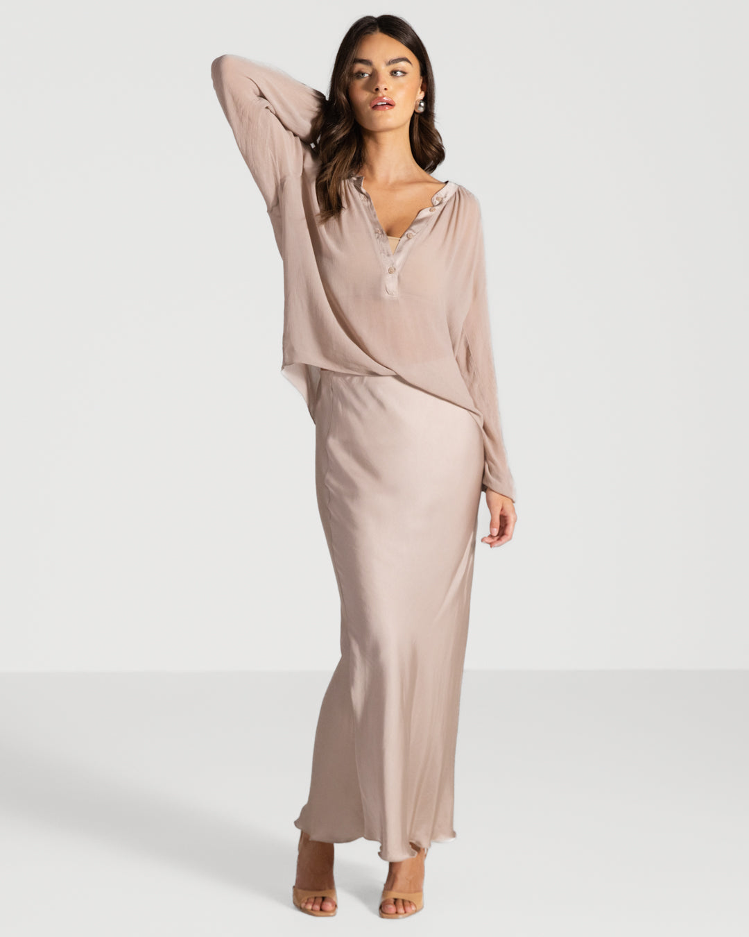 Rosalind Satin Skirt | Dusty Pink