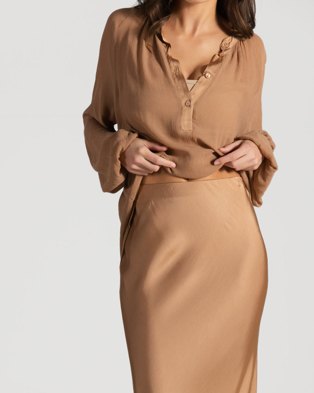 Rosalind Satin Skirt | Tan