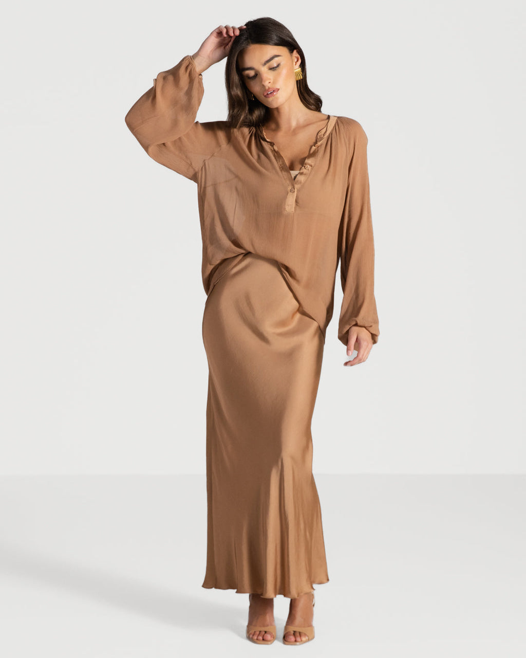 Rosalind Satin Skirt | Tan