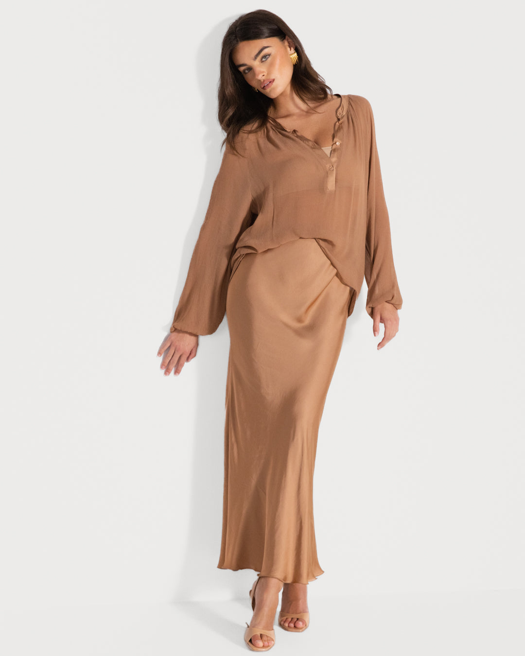 Rosalind Satin Skirt | Tan