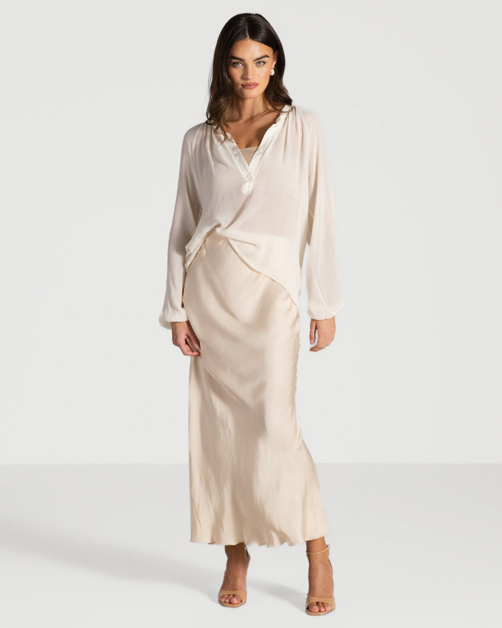 Rosalind Satin Skirt | Cream