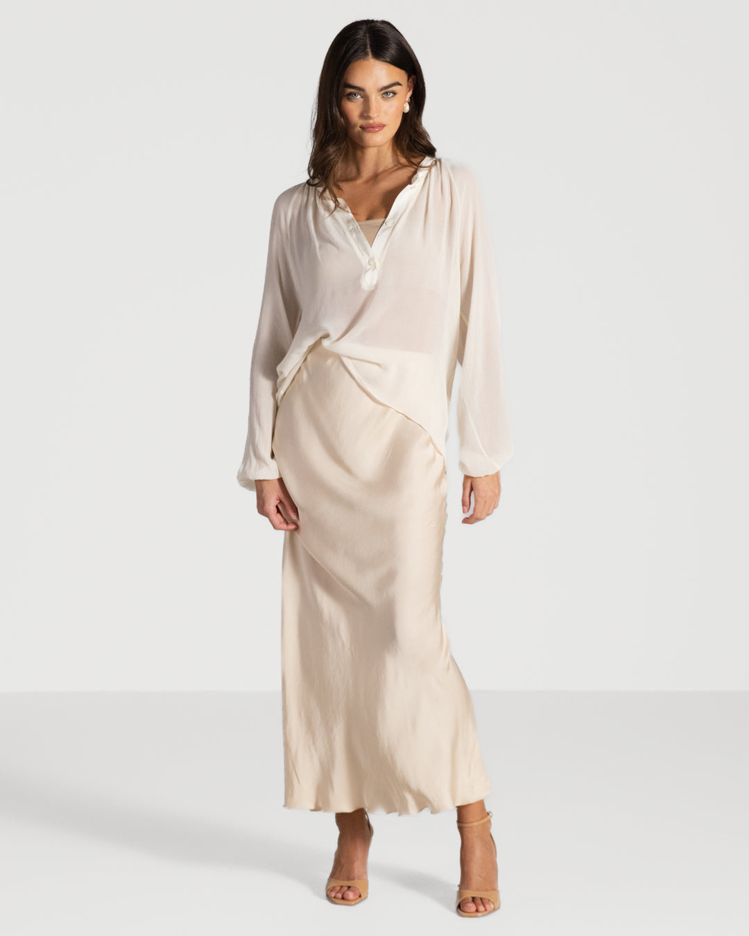 Rosalind Satin Skirt | Cream
