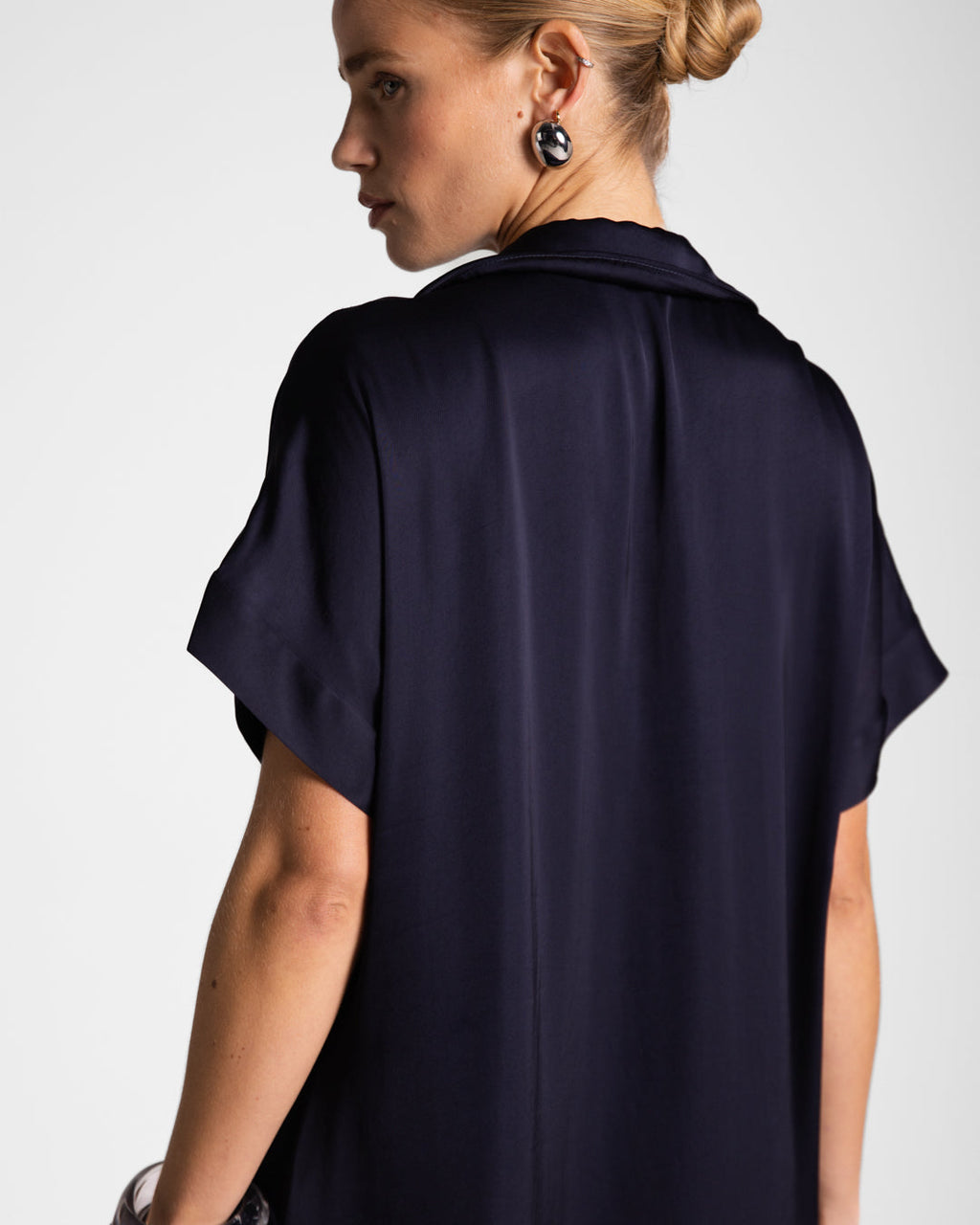 Cleo Satin Kaftan Dress | Navy