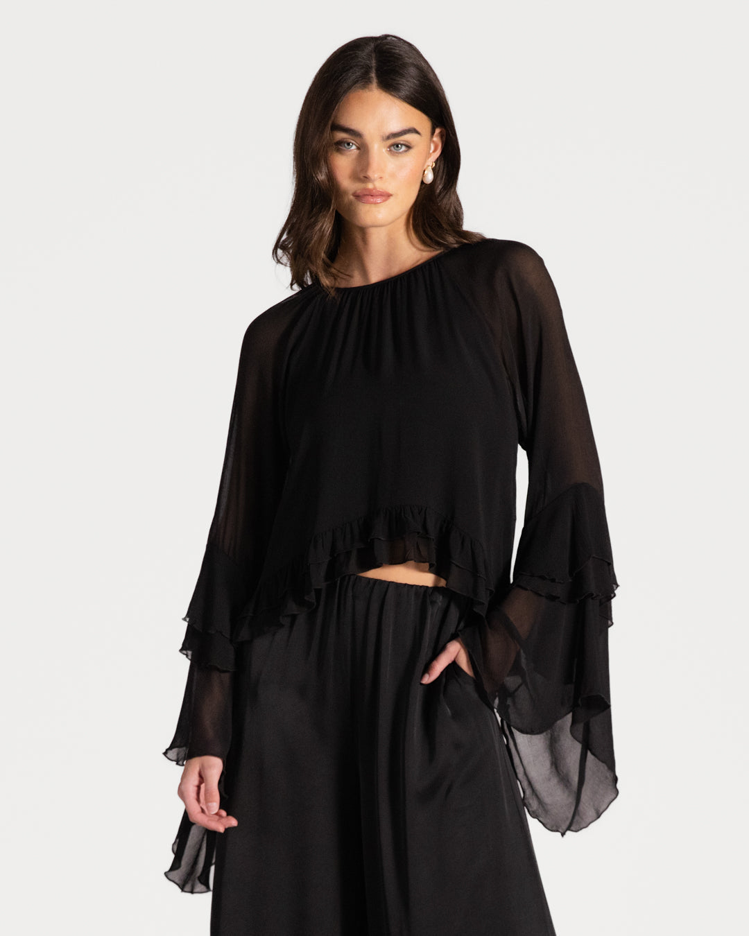 Blair Ruffle Blouse | Black