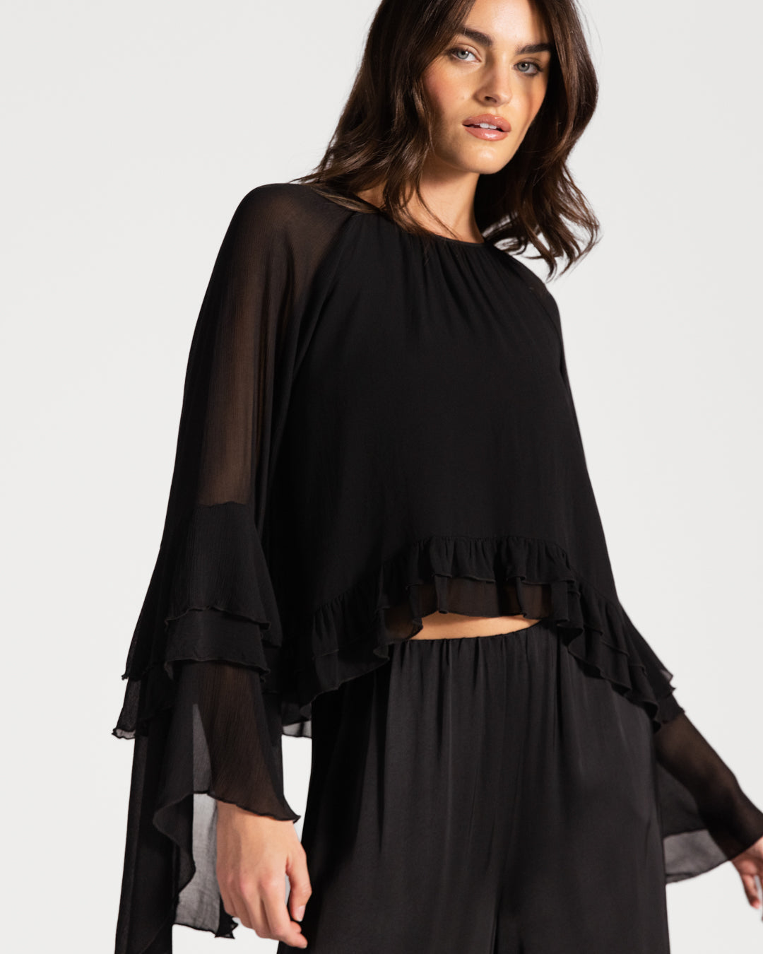 Blair Ruffle Blouse | Black