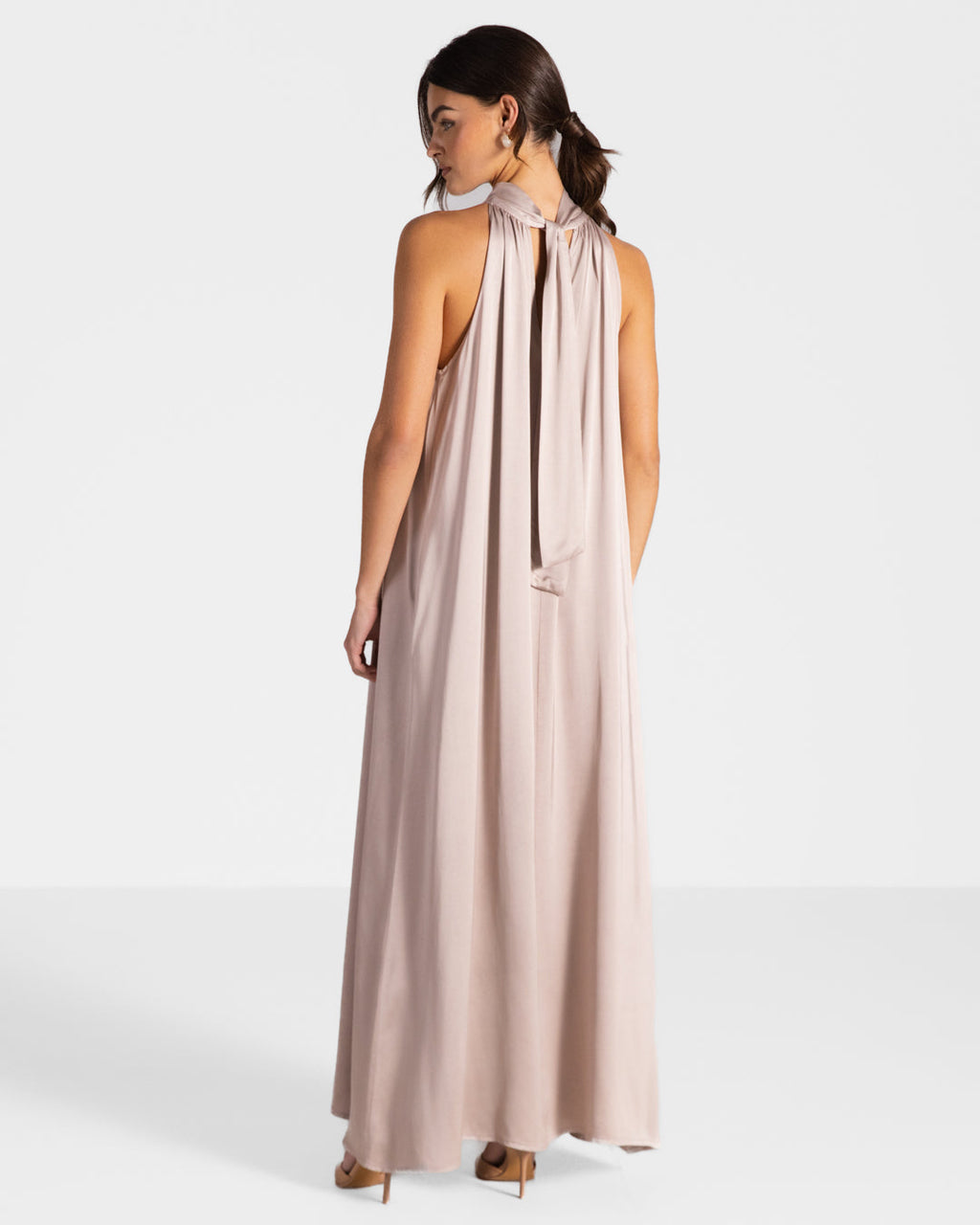Ruby Halterneck Satin Dress | Dusty Pink