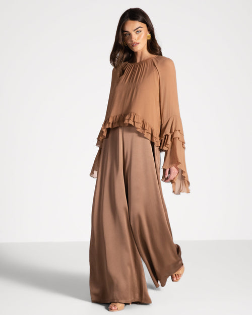 Blair Ruffle Blouse | Tan