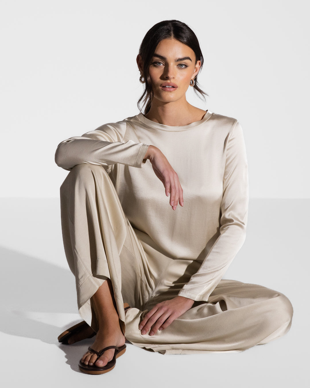 Matilda Satin Long Sleeve | Cream