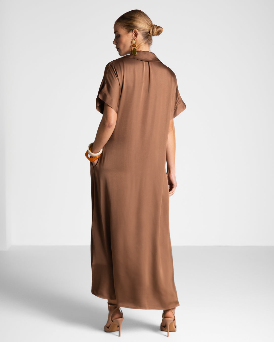 Cleo Satin Kaftan Dress | Maple