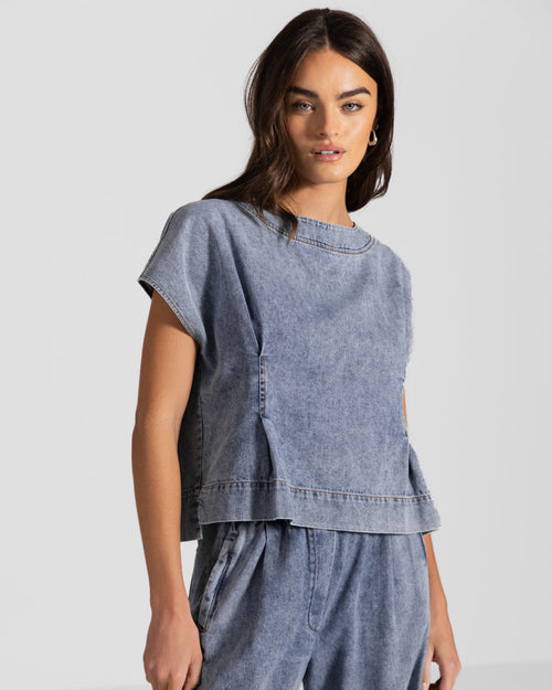 Brooke Boxy Top | Denim Blue